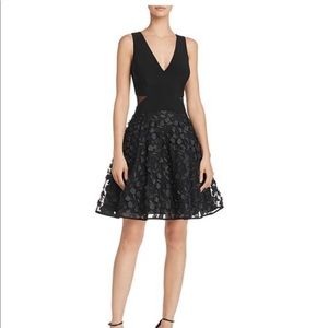 Aqua black floral fit and flare size 2 dress